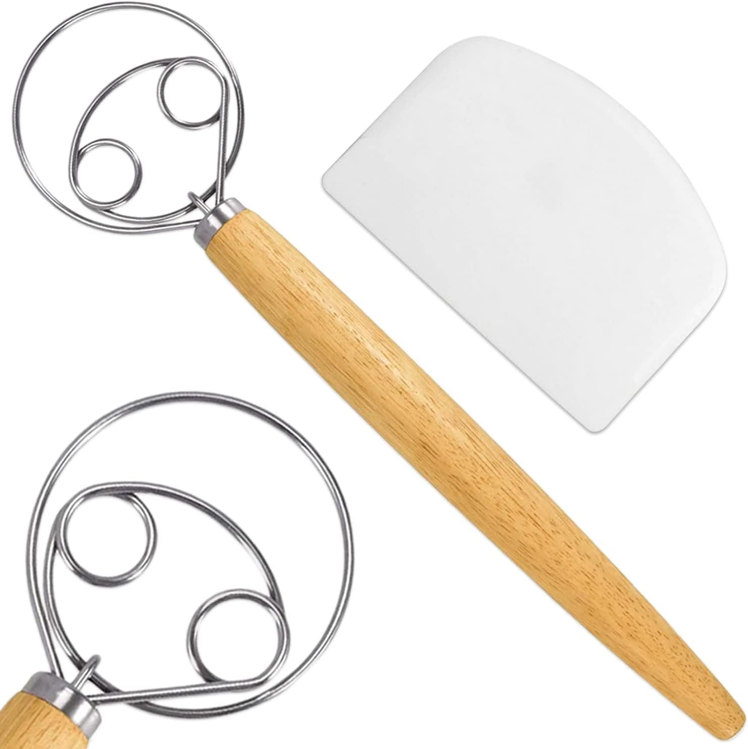 Danish Dough Whisk with Bowl Scrapper