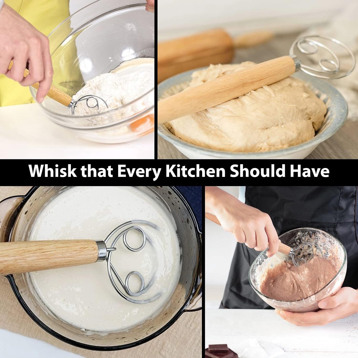 Danish Dough Whisk with Bowl Scrapper