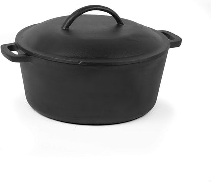 5 Quart Cast Iron Dutch Oven with Dome Lid & Handles