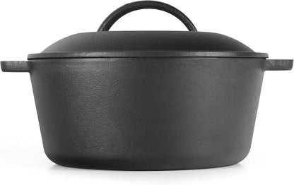 5 Quart Cast Iron Dutch Oven with Dome Lid & Handles